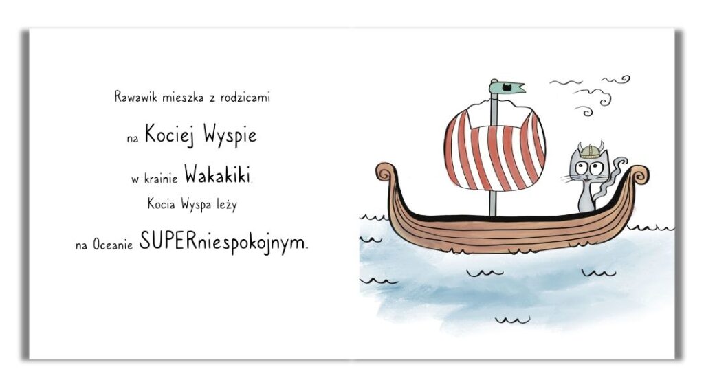kot wiking, Rawawik, łódź wikingów, książki dla dzieci