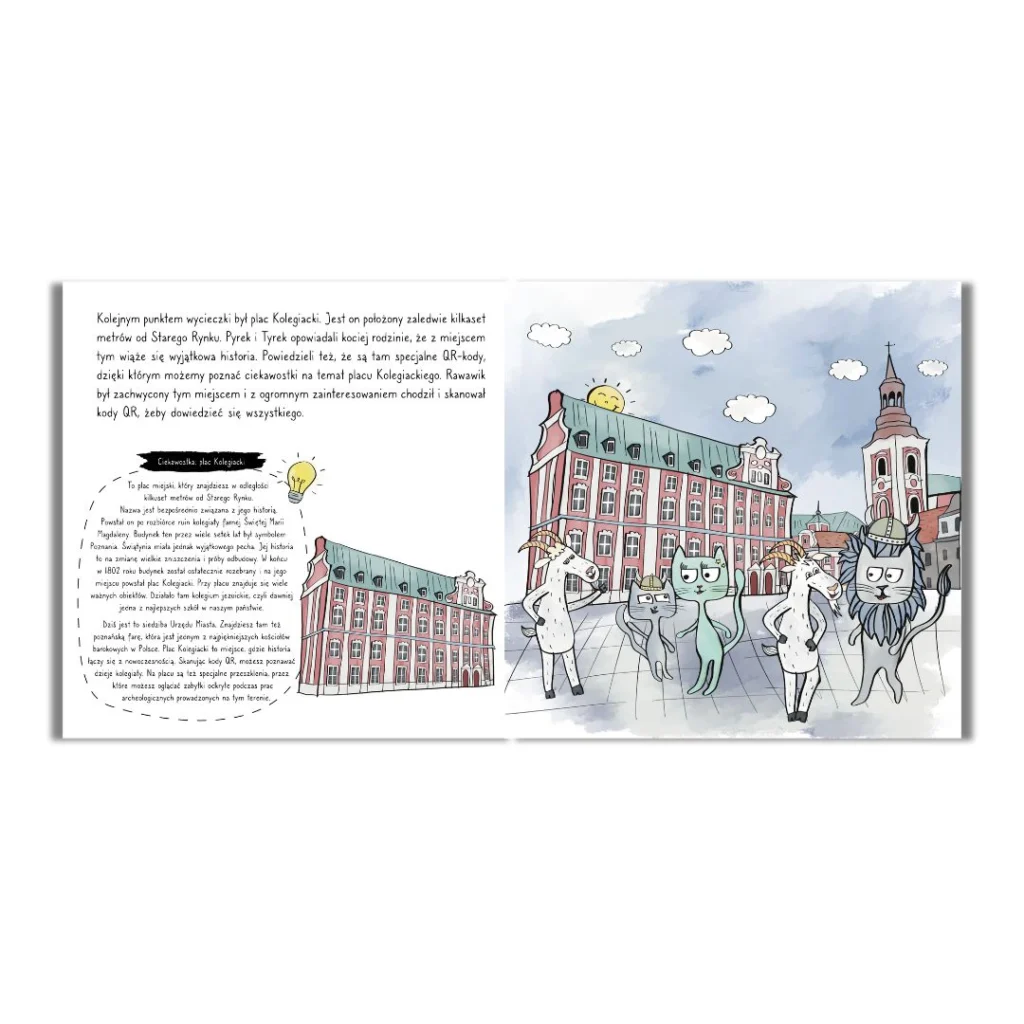 książki dla dzieci o kocie Rawawika, wycieczka do Poznania, zamek, teatr wielki przewodnik po mieście