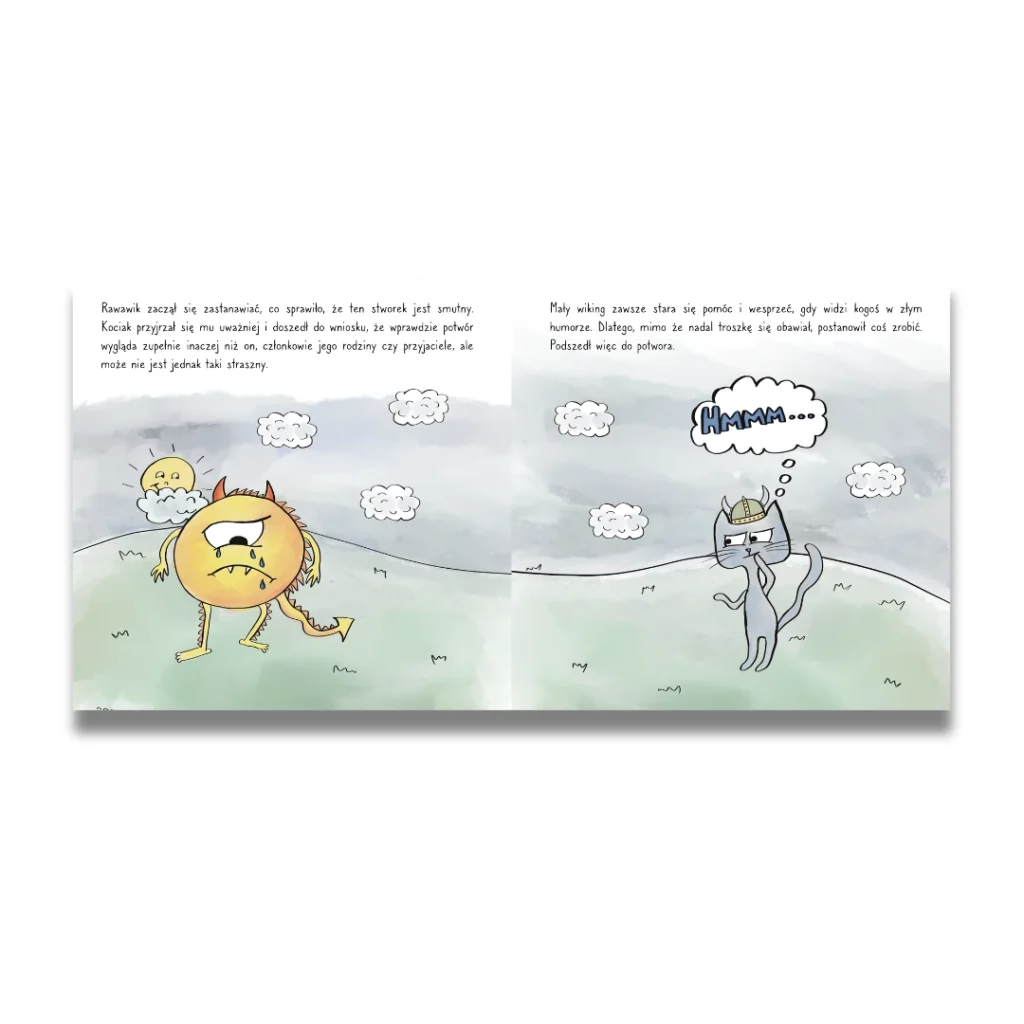 Rawawik spotyka potwora, pozory mylą. książka z przesłaniem dla dzieci