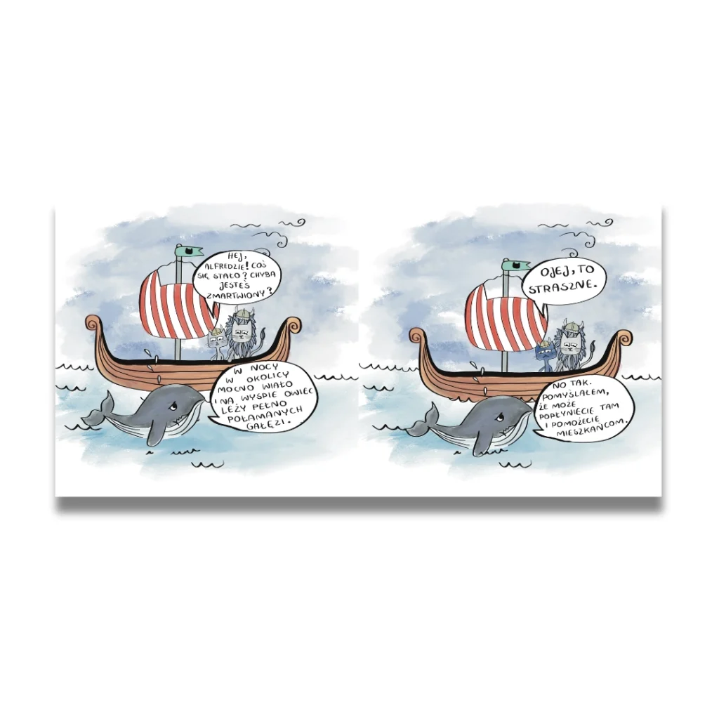 Rawawik i wyprawa wikingów, tata i syn, książka dla dzieci