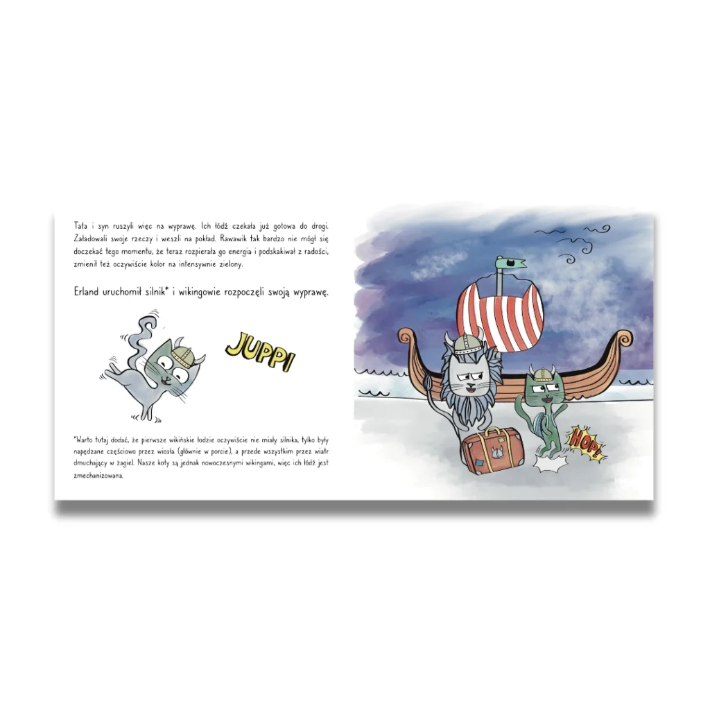 Rawawik i wyprawa wikingów, tata i syn, książka dla dzieci